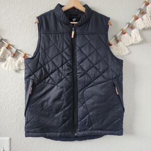 Tentree IO Arrow Puffer Quilted Vest Black Water Wind Resistant Outdoor Winter L